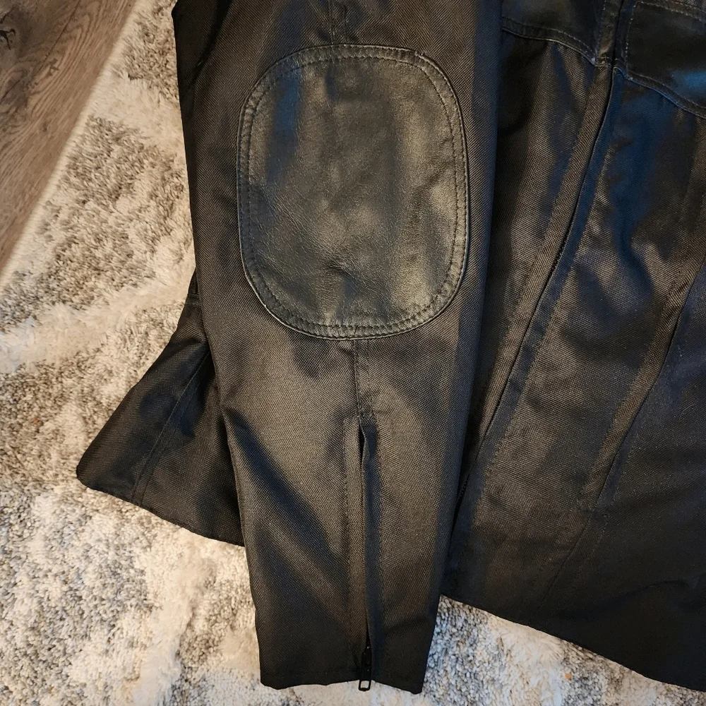 Nexgen Motorcycle Biker Jacket Black Leather & Nylon Men's Large L Fitted EUC